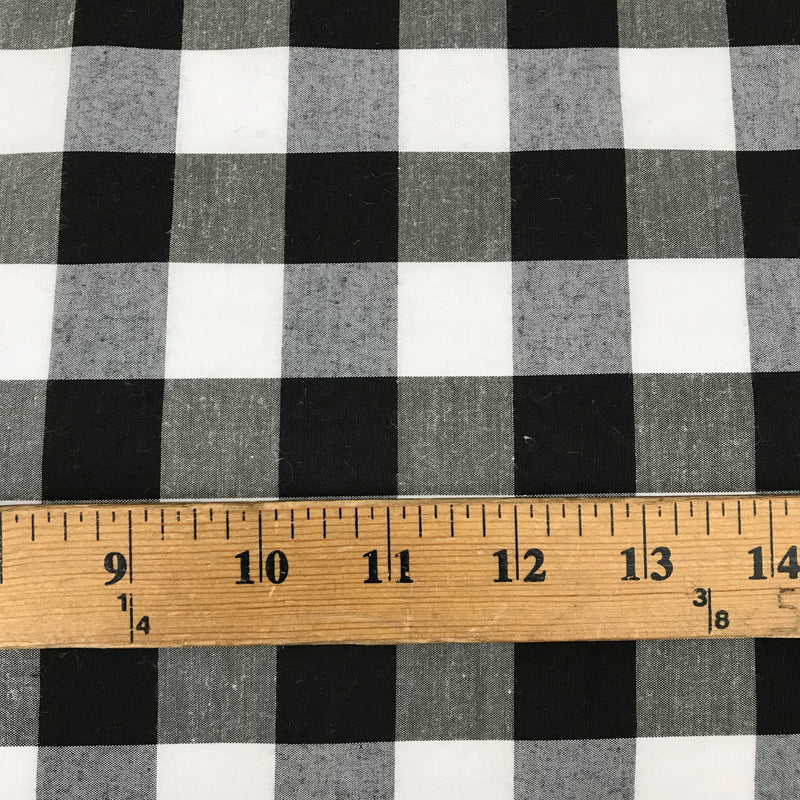 Black Gingham Checkered Poly Cotton Fabric - Black Gingham, 58/59" Width
