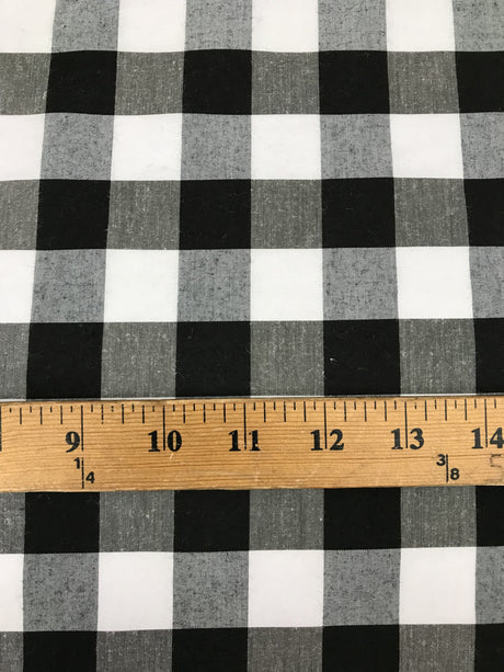 Black Gingham Checkered Poly Cotton Fabric - Black Gingham, 58/59" Width