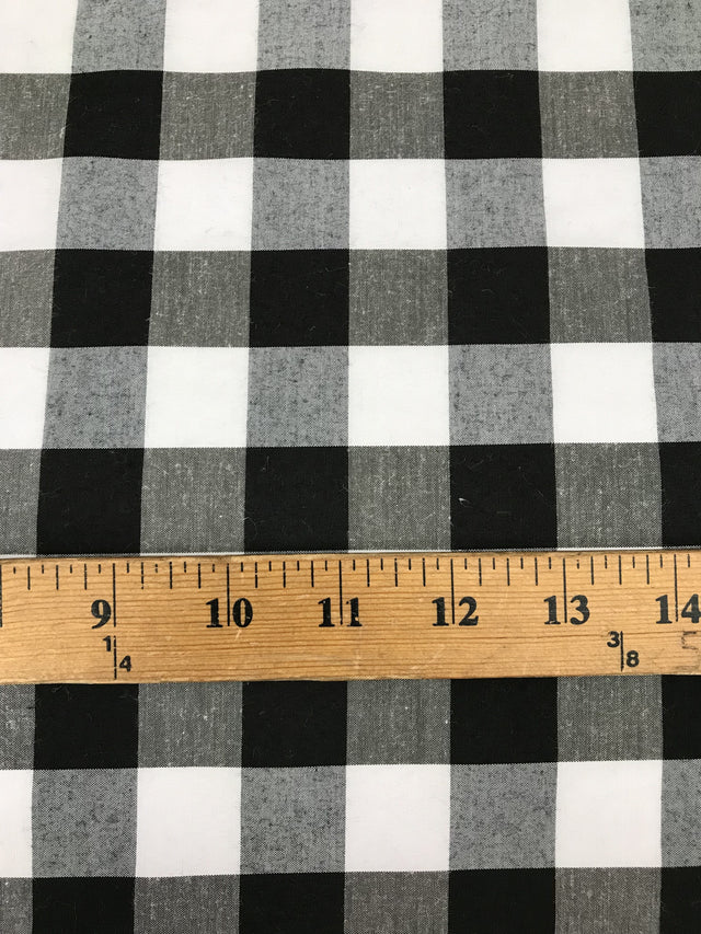Black Gingham Checkered Poly Cotton Fabric - Black Gingham, 58/59" Width
