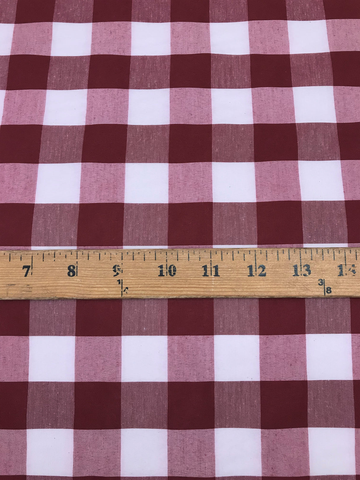 Burgundy Gingham Checkered Poly Cotton Fabric - Burgundy Gingham, 58/59" Width