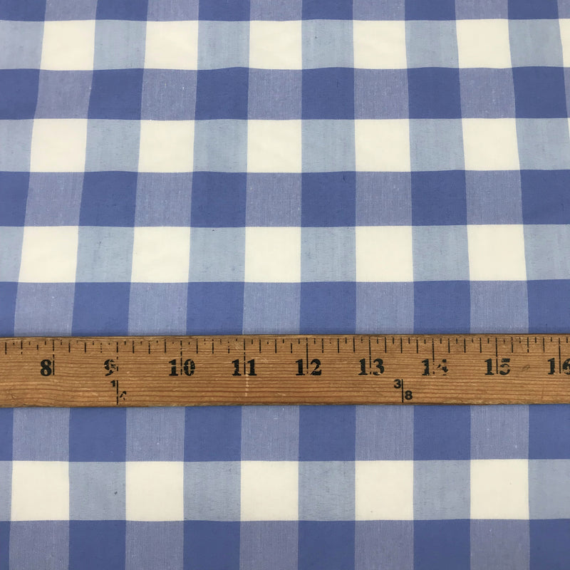 1" Coppen Blue Gingham Checkered Poly Cotton Fabric - Blue Gingham Checkered, 58/59" Width (1 Yard)