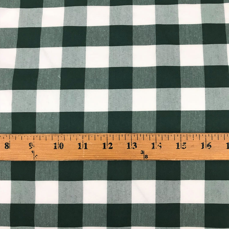 Hunter Green Gingham Checkered Poly Cotton Fabric - Hunter Green Gingham Checkered, 58/59" Width