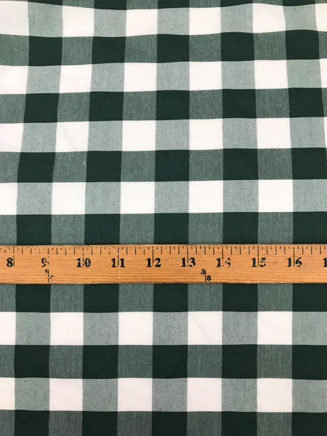 Hunter Green Gingham Checkered Poly Cotton Fabric - Hunter Green Gingham Checkered, 58/59" Width