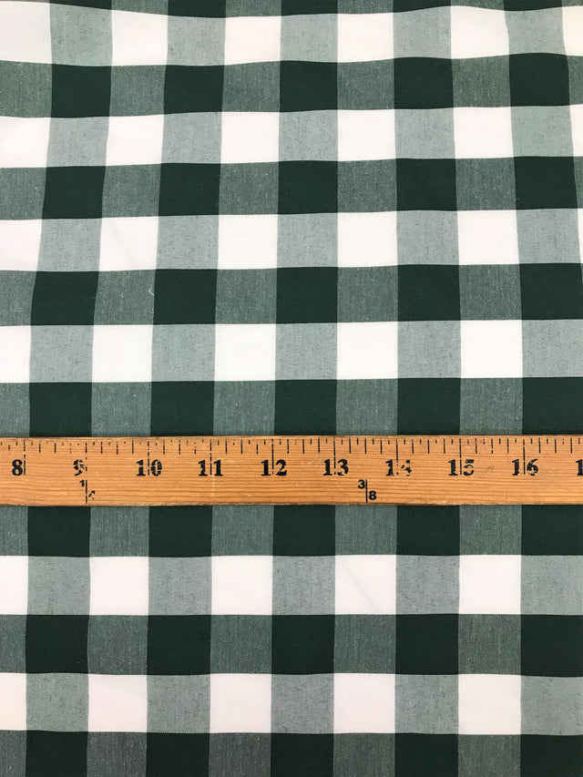 Hunter Green Gingham Checkered Poly Cotton Fabric - Hunter Green Gingham Checkered, 58/59" Width