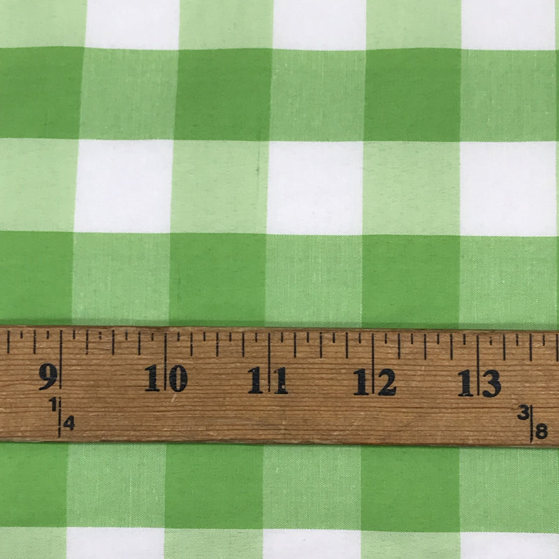 Lime Gingham Checkered Poly Cotton Fabric - Lime Gingham Checkered, 58/59" Width