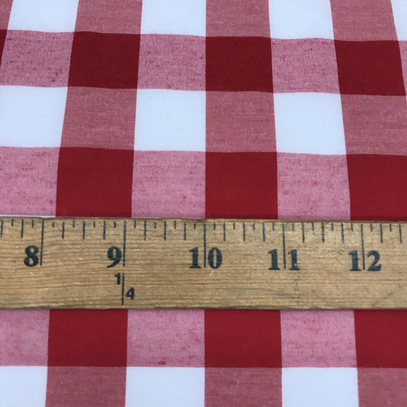 1 Inch Red Gingham Checkered Poly Cotton Fabric - Red Gingham Checkered, 58/59" Width