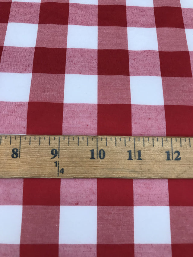 1 Inch Red Gingham Checkered Poly Cotton Fabric - Red Gingham Checkered, 58/59" Width