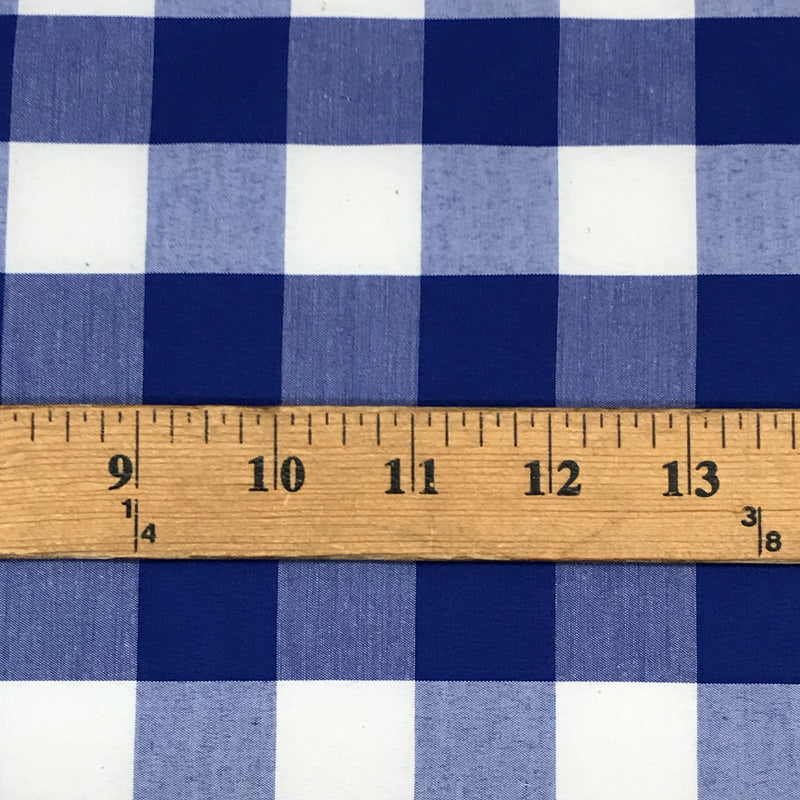 Royal Blue Gingham Checkered Poly Cotton Fabric - Gingham Checkered, 58/59" Width