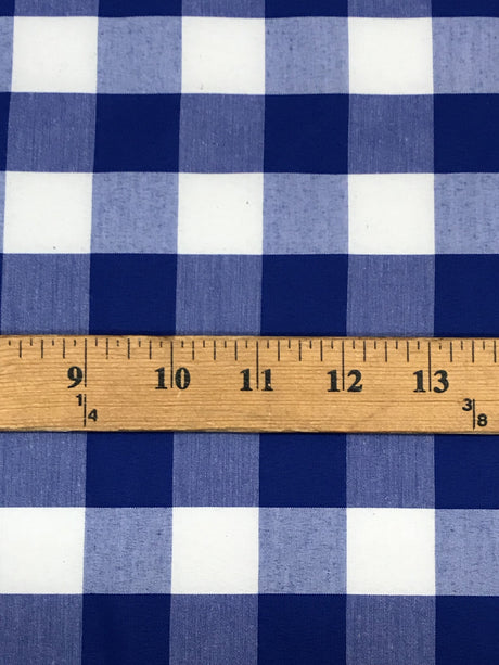 Royal Blue Gingham Checkered Poly Cotton Fabric - Gingham Checkered, 58/59" Width
