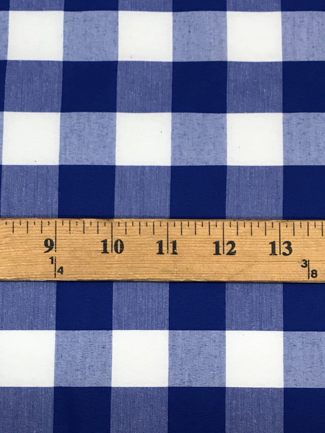Royal Blue Gingham Checkered Poly Cotton Fabric - Gingham Checkered, 58/59" Width