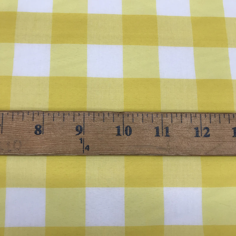 Yellow Gingham Checkered Poly Cotton Fabric - Yellow Gingham Checkered, 58/59" Width