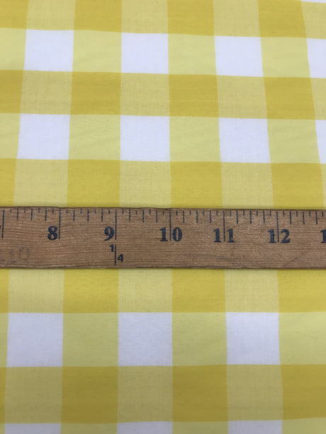 Yellow Gingham Checkered Poly Cotton Fabric - Yellow Gingham Checkered, 58/59" Width