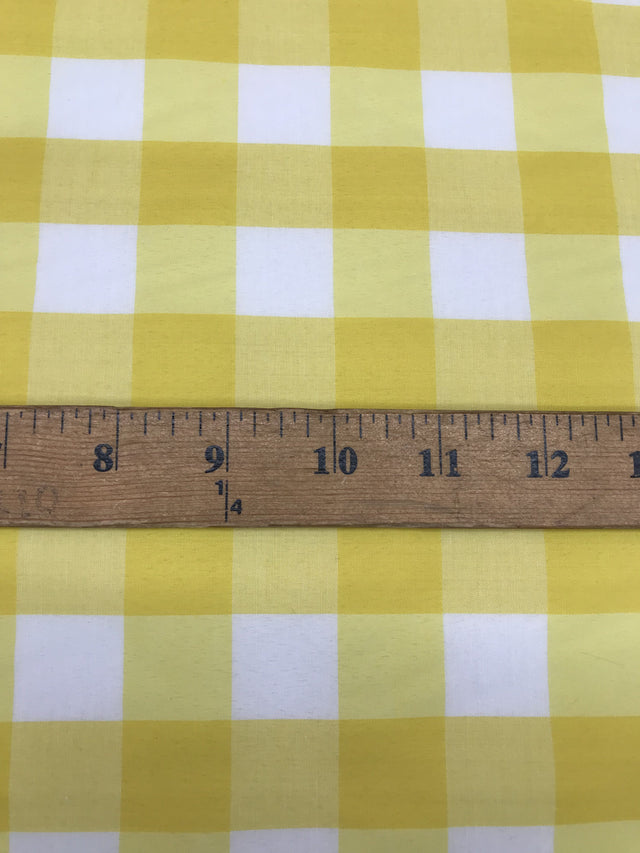 Yellow Gingham Checkered Poly Cotton Fabric - Yellow Gingham Checkered, 58/59" Width
