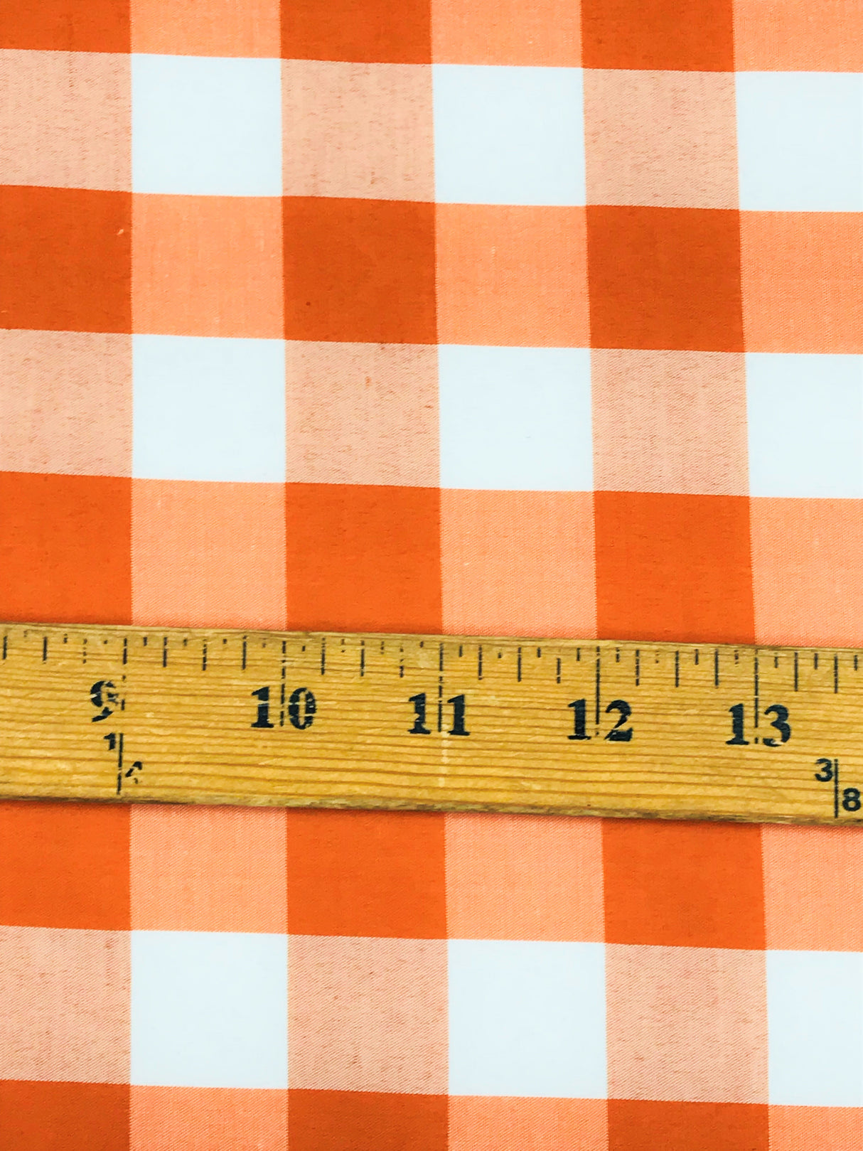1" Orange Gingham Checkered Poly Cotton Fabric - Orange Gingham Checkered, 58/59" Width