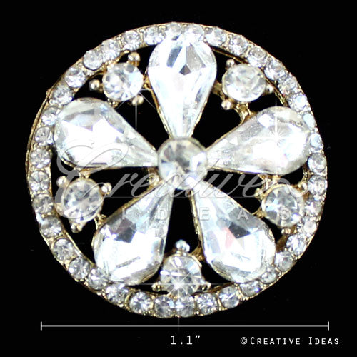 1.1" Daisy Flower Rim Rhinestone Accessories-10 Pcs (Gold)