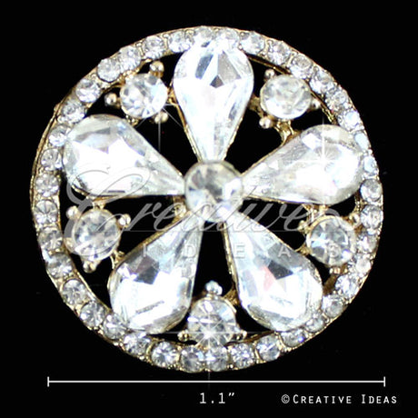 1.1" Daisy Flower Rim Rhinestone Accessories-10 Pcs (Gold)