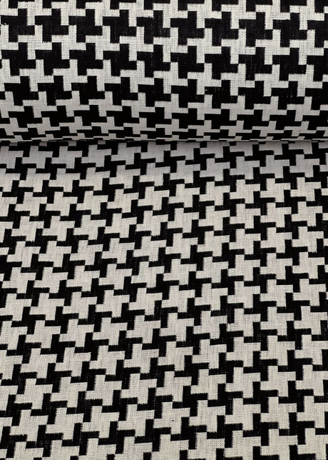 Linen Windmill Interwoven Black Off-White