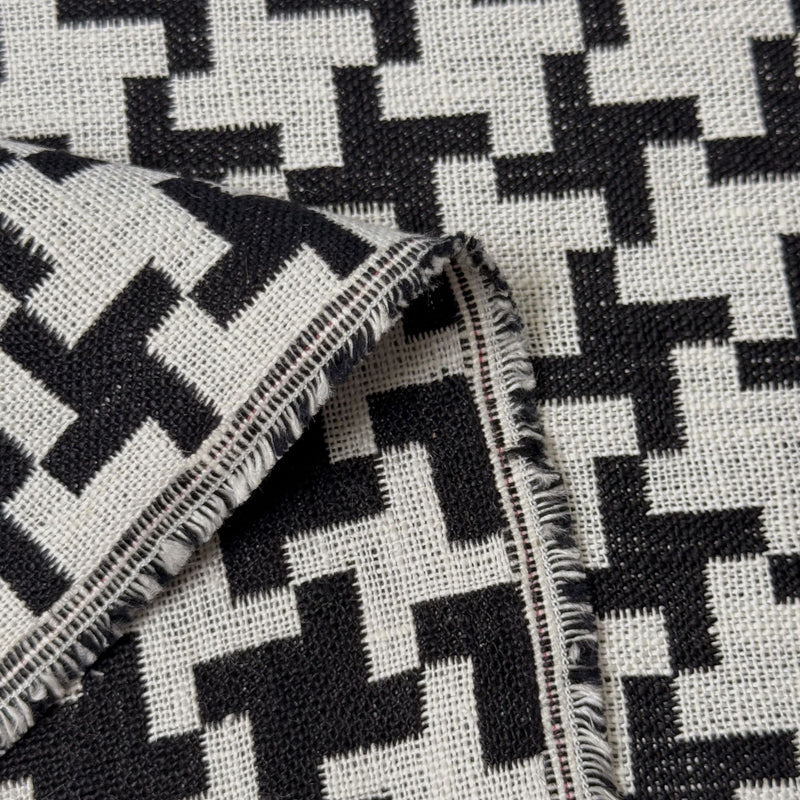 Linen Windmill Interwoven Black Off-White