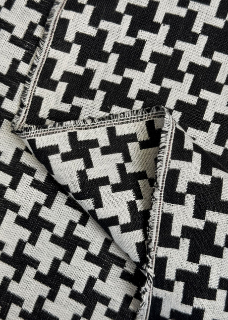 Linen Windmill Interwoven Black Off-White