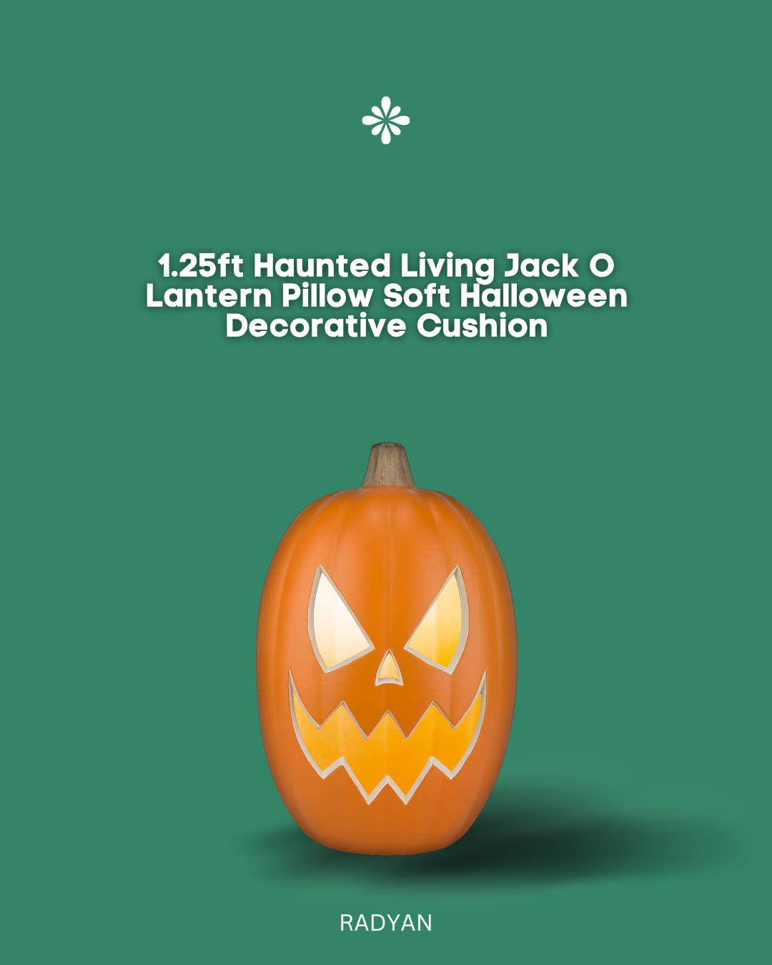 1.25ft Haunted Living Jack O Lantern Pillow Soft Halloween Decorative Cushion