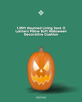 1.25ft Haunted Living Jack O Lantern Pillow Soft Halloween Decorative Cushion