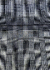 Linen Houndstooth Checker Navy Off-White