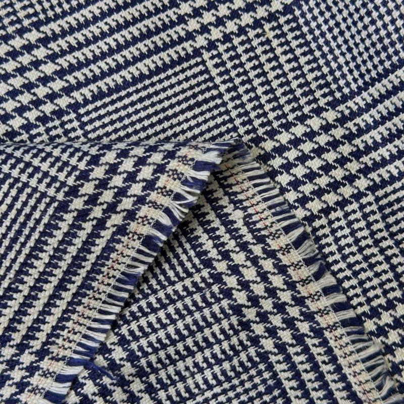 Linen Houndstooth Checker Navy Off-White