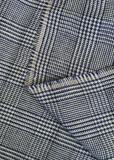 Linen Houndstooth Checker Navy Off-White