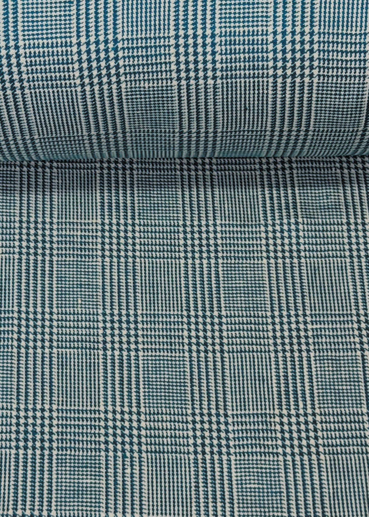 Linen Houndstooth Checker Turquoise Off-White