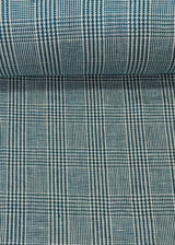 Linen Houndstooth Checker Turquoise Off-White
