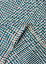 Linen Houndstooth Checker Turquoise Off-White