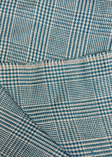 Linen Houndstooth Checker Turquoise Off-White