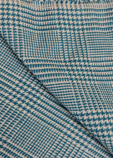Linen Houndstooth Checker Turquoise Off-White