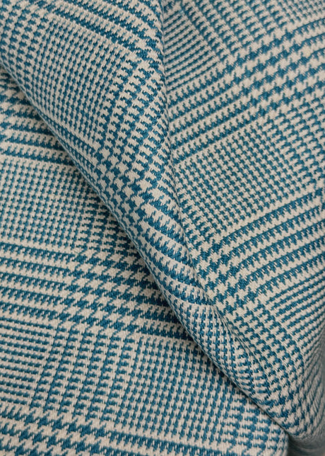 Linen Houndstooth Checker Turquoise Off-White