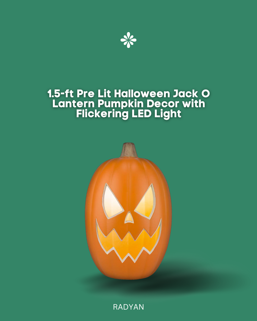 1.5-ft Pre Lit Halloween Jack O Lantern Pumpkin Decor with Flickering LED Light