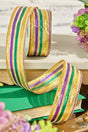 1.5" x 10 Yard Gold Green Purple Striped Ribbon