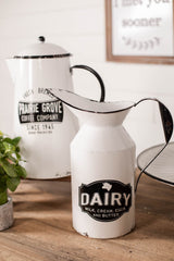 10" Vintage Metal Milk Pitcher Decorative Farmhouse Style Vase