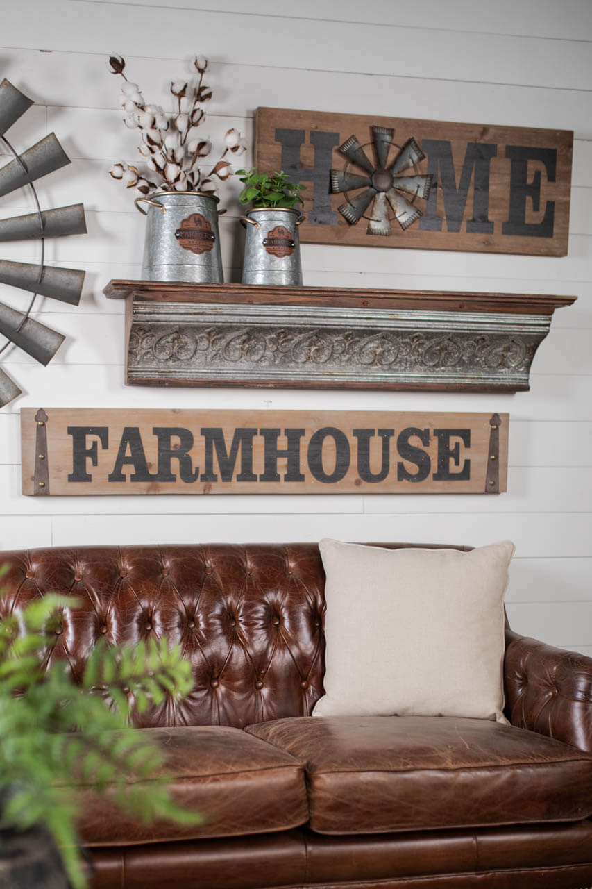 31" Wood and Metal Windmill "Home" Sign