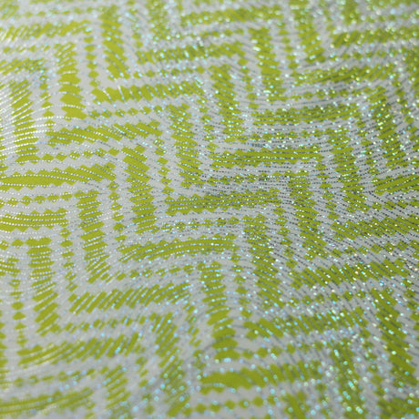 Zig Zag Racer Foil Polyester Spandex Fabric - Sparkly Chevron Foil Print, 58/60" Width (1 Yard)