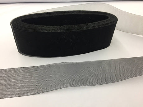Horsehair Braid Trim Polyester Fabric - Black Crinoline, 4" Width (10 Yards)