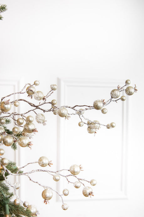 38” Platinum Gilded Frosted Crabapple Christmas Spray