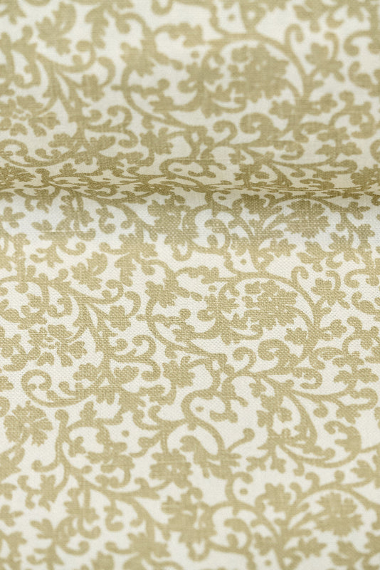 1 Yard Old Europe Sage Print Pure Linen Fabric Heavyweight Printed 58 Inch Width