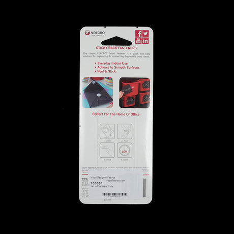White Sticky Back Square VELCRO&reg; Brand Fasteners