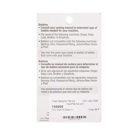 Dritz Class 66 Plastic Bobbins - 4ct
