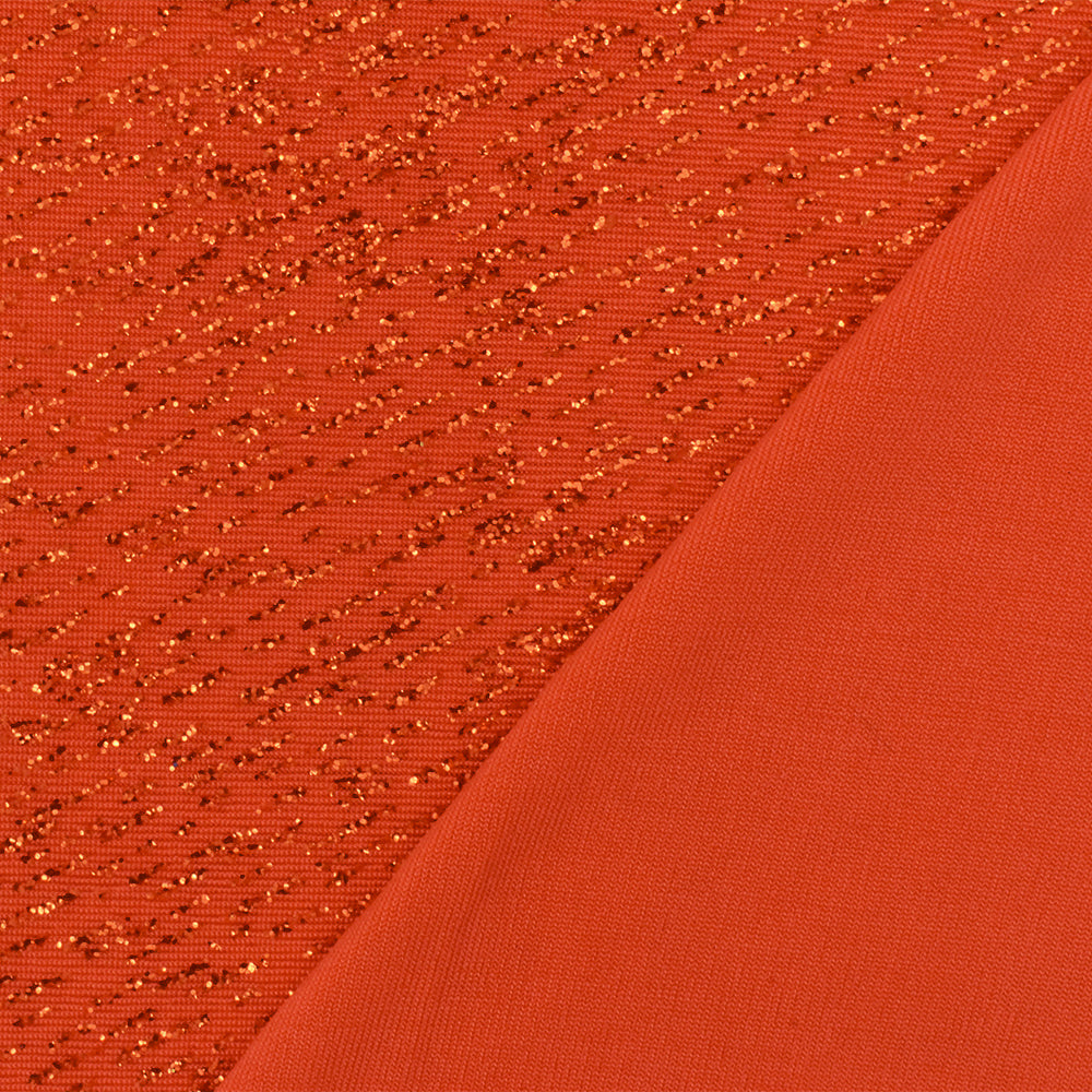 1 Yard Intense Orange Textured Metallic Slinky Knit Fabric 58 Inches