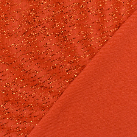 1 Yard Intense Orange Textured Metallic Slinky Knit Fabric 58 Inches