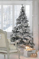 Heavy Snow Flocked Angel Pine Christmas Tree with Metal Stand