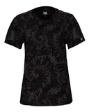 Camiseta teñida anudada de mezcla triple para mujer