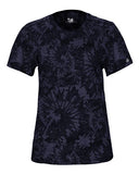 Camiseta teñida anudada de mezcla triple para mujer