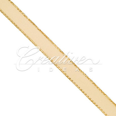 3/8" Satin With Gold Edge Ribbon- 50 Yards (Toffee)